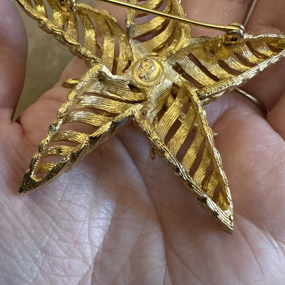 Coro Craft Vintage Gold Tone Large Starfish Star Brooch EUC Large